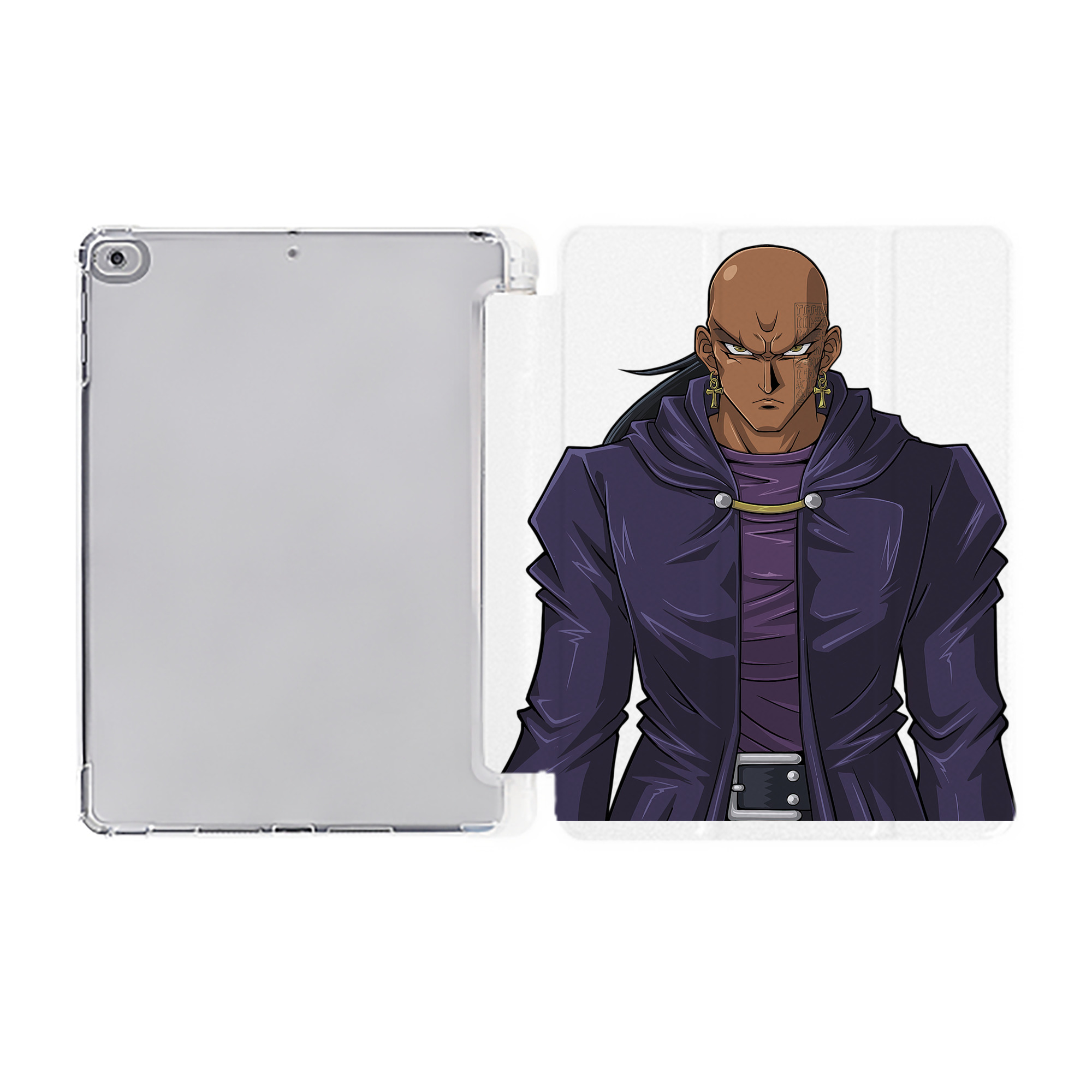 （画像用） 遊☆戯☆王 Yu-Gi-Oh! IPad ケース ペン収納付き 三つ折りスタンド PUレザー×シリコン 対応機種9.5/10.5/10.9インチ